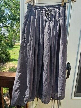 Italy Silk Maxi Skirt Long Gray Woman's Sz XS IT 1 US 2 Pockets Natural Fibers